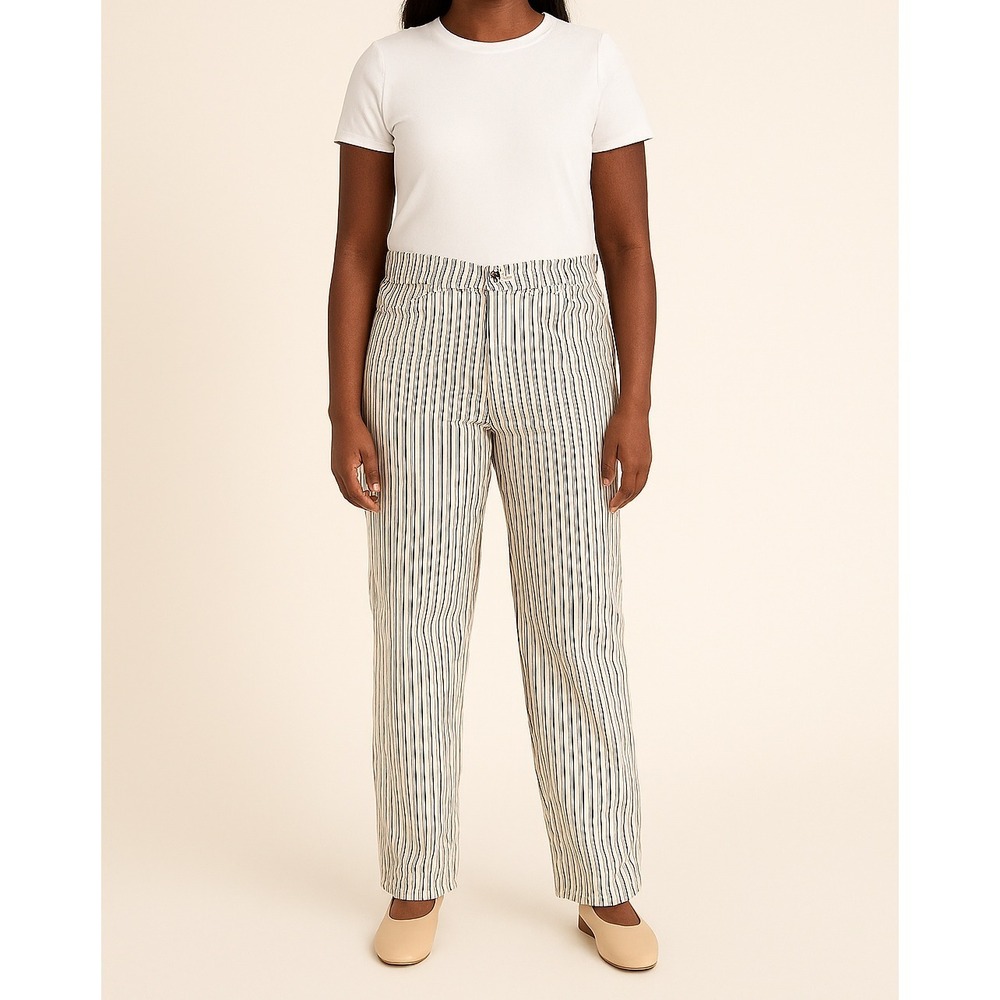 St John's Bay Striped Stretch Pants Casual Career Brown‎ Red White Size 12